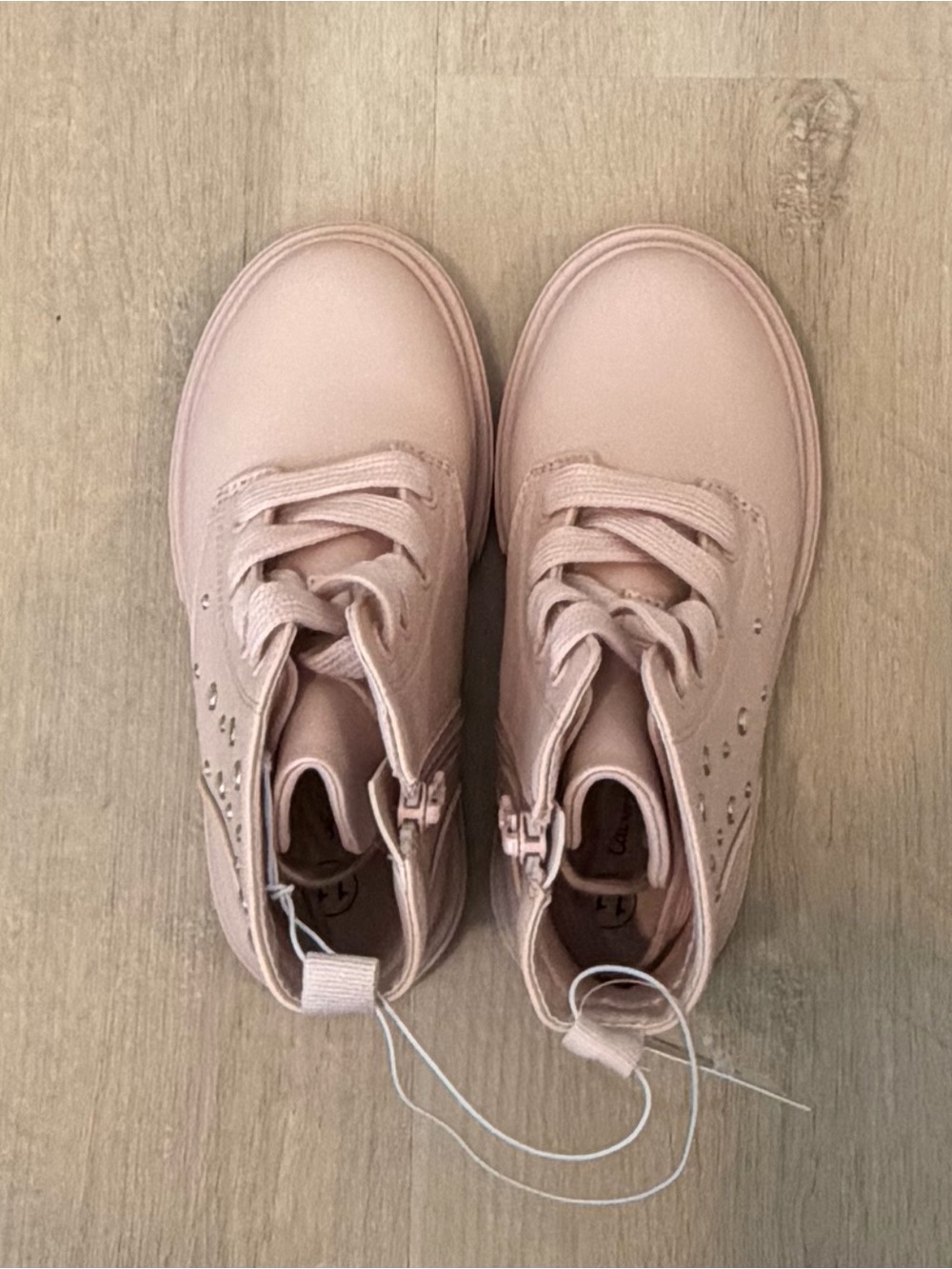 Cat & Jack Amaya Lace-Up Combat Boots, Blush, 11T - Picture 5 of 7